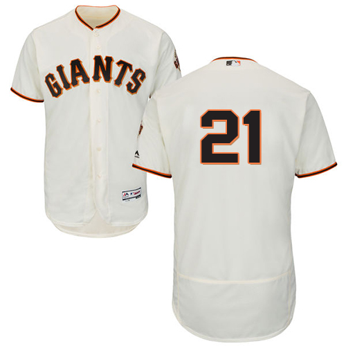 Men's Majestic San Francisco Giants #21 Deion Sanders Authentic Cream Home Cool Base MLB Jersey