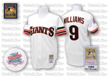 Men's Mitchell and Ness San Francisco Giants #9 Matt Williams Authentic White Throwback MLB Jersey