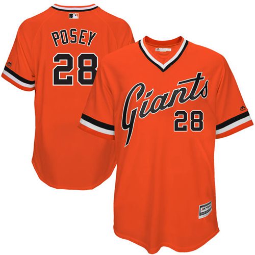 Men's Majestic San Francisco Giants #28 Buster Posey Authentic Orange 1978 Turn Back The Clock MLB Jersey