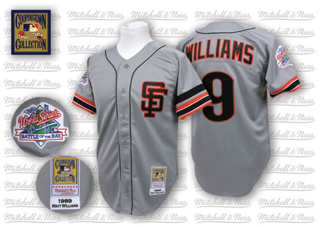 Men's Mitchell and Ness San Francisco Giants #9 Matt Williams Replica Grey Throwback MLB Jersey