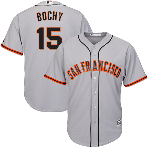 Men's Majestic San Francisco Giants #15 Bruce Bochy Replica Grey Road Cool Base MLB Jersey