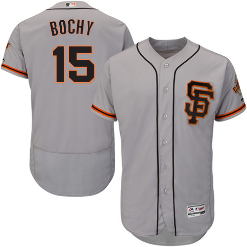 Men's Majestic San Francisco Giants #15 Bruce Bochy Authentic Grey Road 2 Cool Base MLB Jersey