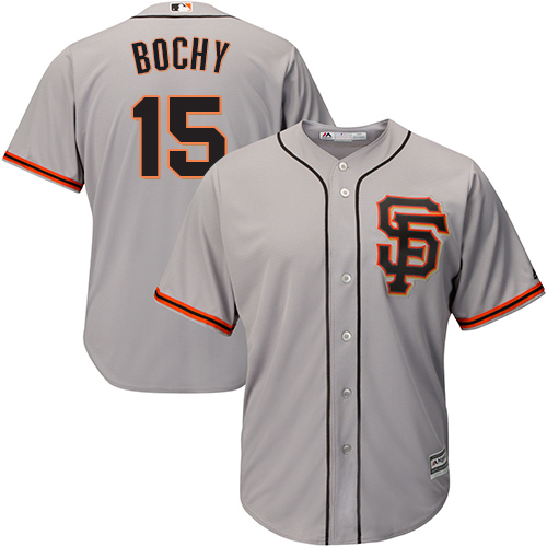 Men's Majestic San Francisco Giants #15 Bruce Bochy Replica Grey Road 2 Cool Base MLB Jersey