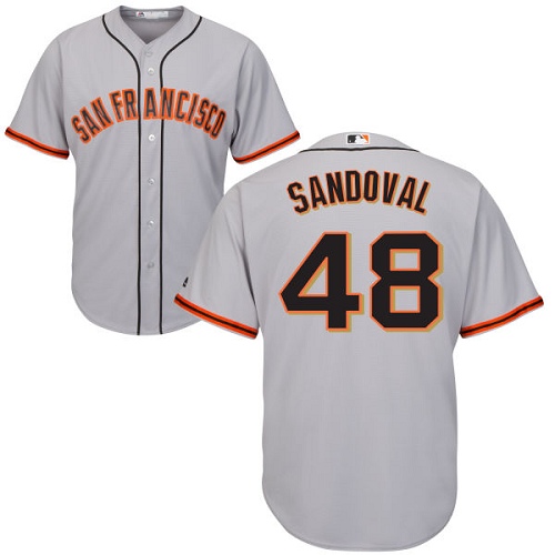 Men's Majestic San Francisco Giants #48 Pablo Sandoval Replica Grey Road Cool Base MLB Jersey