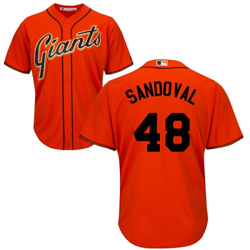Men's Majestic San Francisco Giants #48 Pablo Sandoval Replica Orange Alternate Cool Base MLB Jersey