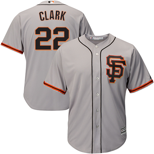 Men's Majestic San Francisco Giants #22 Will Clark Replica Grey Road 2 Cool Base MLB Jersey