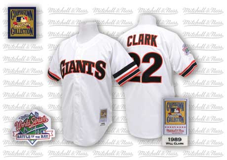 Men's Mitchell and Ness San Francisco Giants #22 Will Clark Replica White Throwback MLB Jersey