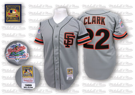 Men's Mitchell and Ness San Francisco Giants #22 Will Clark Replica Grey Throwback MLB Jersey