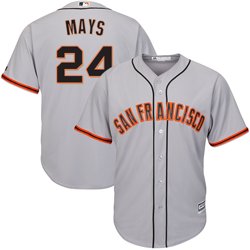 Men's Majestic San Francisco Giants #24 Willie Mays Replica Grey Road Cool Base MLB Jersey