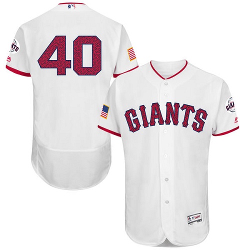 Men's Majestic San Francisco Giants #40 Madison Bumgarner White Fashion Stars & Stripes Flex Base MLB Jersey