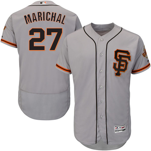 Men's Majestic San Francisco Giants #27 Juan Marichal Authentic Grey Road 2 Cool Base MLB Jersey