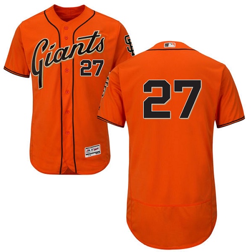 Men's Majestic San Francisco Giants #27 Juan Marichal Authentic Orange Alternate Cool Base MLB Jersey