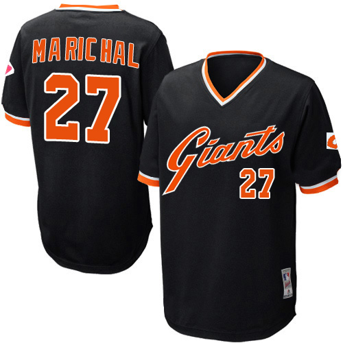 Men's Mitchell and Ness San Francisco Giants #27 Juan Marichal Authentic Black Throwback MLB Jersey