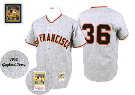 Men's Mitchell and Ness 1962 San Francisco Giants #36 Gaylord Perry Authentic Grey Throwback MLB Jersey