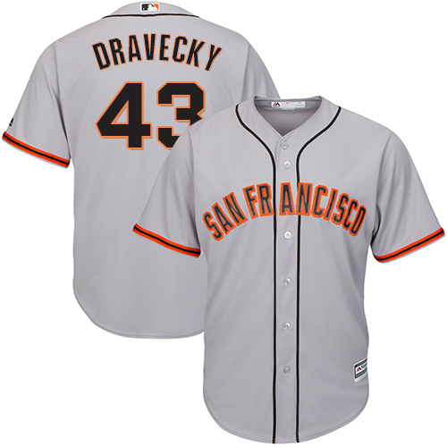 Men's Majestic San Francisco Giants #43 Dave Dravecky Replica Grey Road Cool Base MLB Jersey