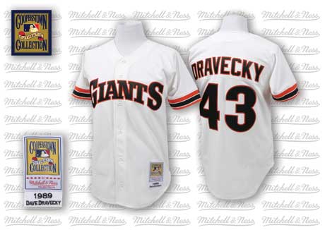 Men's Mitchell and Ness San Francisco Giants #43 Dave Dravecky Replica White 1989 Throwback MLB Jersey