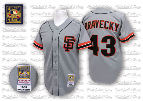 Men's Mitchell and Ness San Francisco Giants #43 Dave Dravecky Replica Grey Throwback MLB Jersey