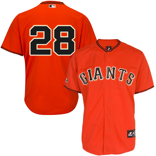 Men's Majestic San Francisco Giants #28 Buster Posey Authentic Orange Old Style MLB Jersey
