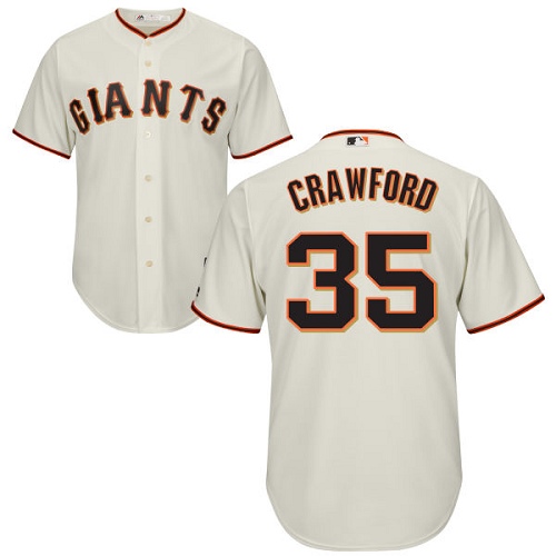 Men's Majestic San Francisco Giants #35 Brandon Crawford Replica Cream Home Cool Base MLB Jersey