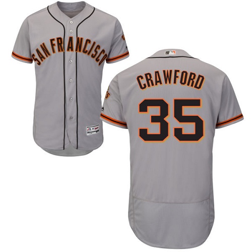 Men's Majestic San Francisco Giants #35 Brandon Crawford Authentic Grey Road Cool Base MLB Jersey