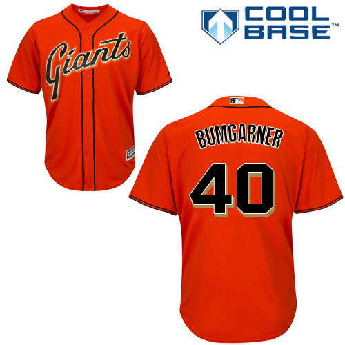 Youth Majestic San Francisco Giants #40 Madison Bumgarner Authentic Orange Alternate Cool Base MLB Jersey