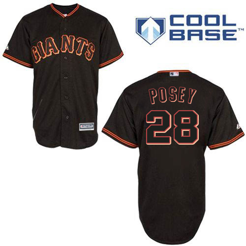 Men's Majestic San Francisco Giants #28 Buster Posey Authentic Black New Cool Base MLB Jersey