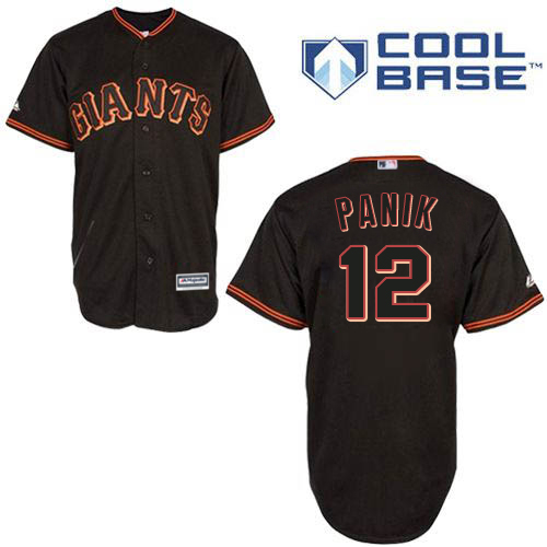Men's Majestic San Francisco Giants #12 Joe Panik Authentic Black New Cool Base MLB Jersey