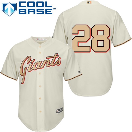 Men's Majestic San Francisco Giants #28 Buster Posey Authentic Cream Commemorative Cool Base MLB Jersey