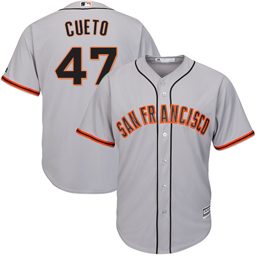 Men's Majestic San Francisco Giants #47 Johnny Cueto Replica Grey Road Cool Base MLB Jersey