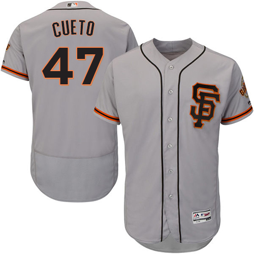 Men's Majestic San Francisco Giants #47 Johnny Cueto Authentic Grey Road 2 Cool Base MLB Jersey