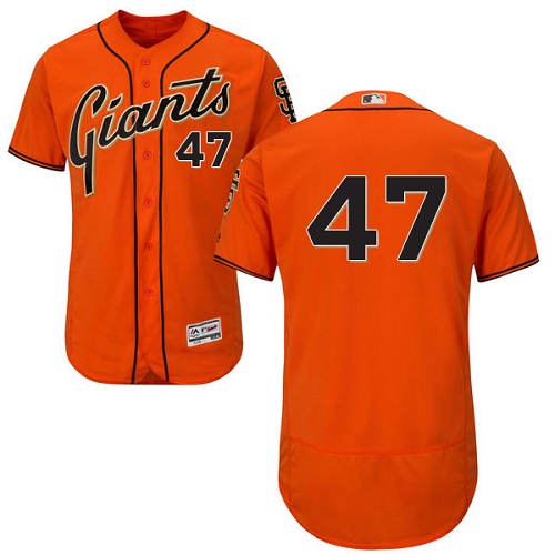 Men's Majestic San Francisco Giants #47 Johnny Cueto Authentic Orange Alternate Cool Base MLB Jersey