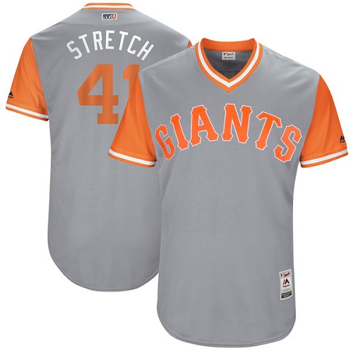 Men's Majestic San Francisco Giants #41 Mark Melancon "Stretch" Authentic Gray 2017 Players Weekend MLB Jersey