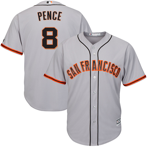 Youth Majestic San Francisco Giants #8 Hunter Pence Authentic Grey Road Cool Base MLB Jersey