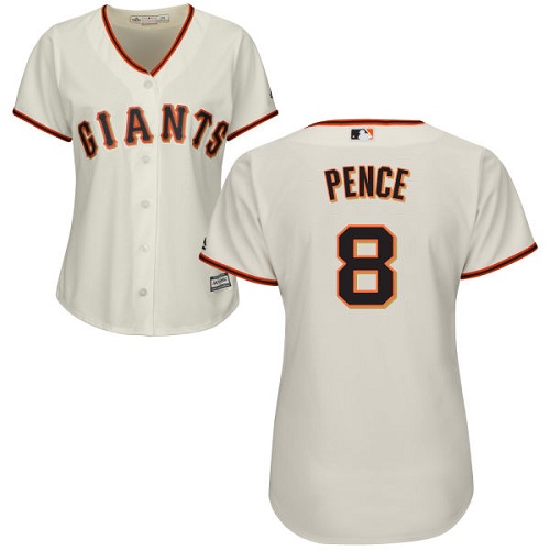 Women's Majestic San Francisco Giants #8 Hunter Pence Authentic Cream Home Cool Base MLB Jersey
