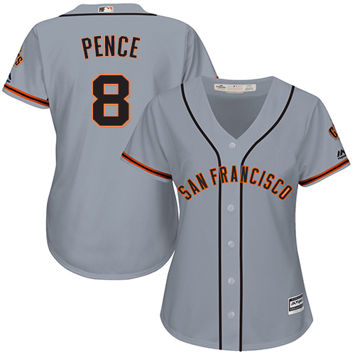 Women's Majestic San Francisco Giants #8 Hunter Pence Authentic Grey Road Cool Base MLB Jersey