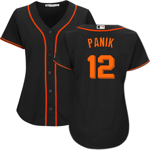 Women's Majestic San Francisco Giants #12 Joe Panik Authentic Black Alternate Cool Base MLB Jersey