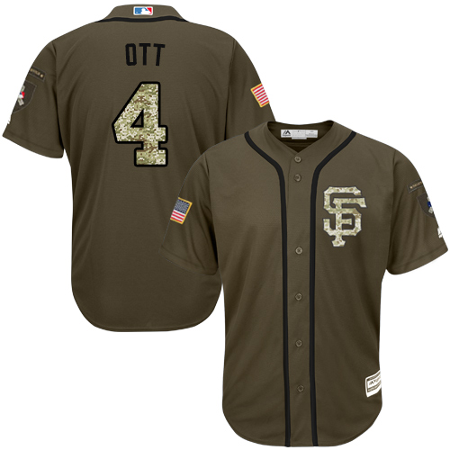 Youth Majestic San Francisco Giants #4 Mel Ott Authentic Green Salute to Service MLB Jersey