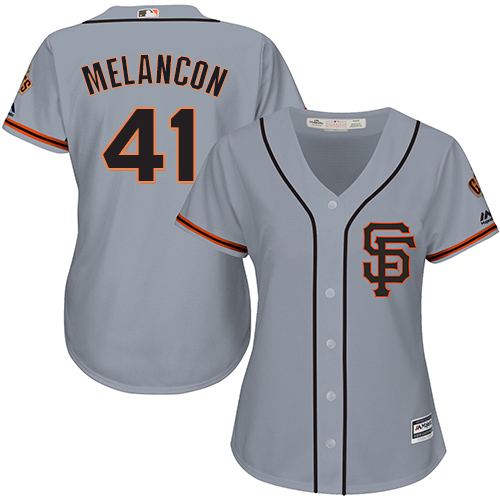 Women's Majestic San Francisco Giants #41 Mark Melancon Replica Grey Road 2 Cool Base MLB Jersey