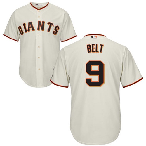 Youth Majestic San Francisco Giants #9 Brandon Belt Replica Cream Home Cool Base MLB Jersey