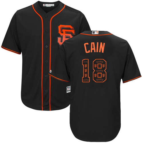 Men's Majestic San Francisco Giants #18 Matt Cain Authentic Black Team Logo Fashion Cool Base MLB Jersey