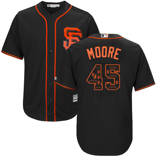 Men's Majestic San Francisco Giants #45 Matt Moore Authentic Black Team Logo Fashion Cool Base MLB Jersey