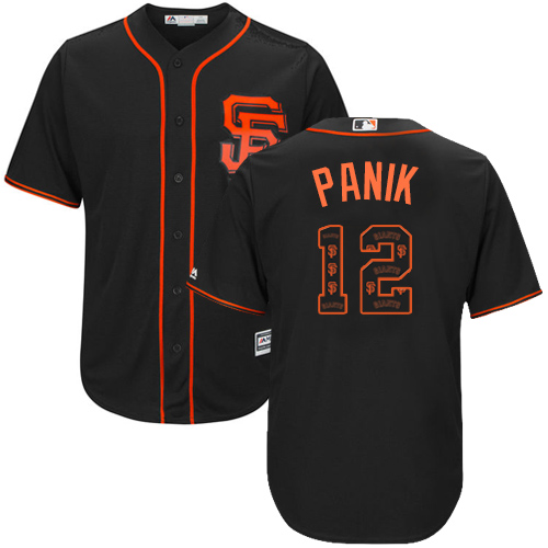 Men's Majestic San Francisco Giants #12 Joe Panik Authentic Black Team Logo Fashion Cool Base MLB Jersey