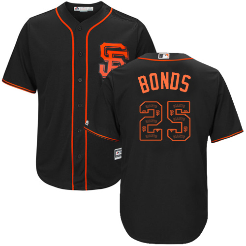 Men's Majestic San Francisco Giants #25 Barry Bonds Authentic Black Team Logo Fashion Cool Base MLB Jersey