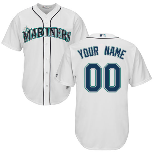 Men's Majestic Seattle Mariners Customized Replica White Home Cool Base MLB Jersey