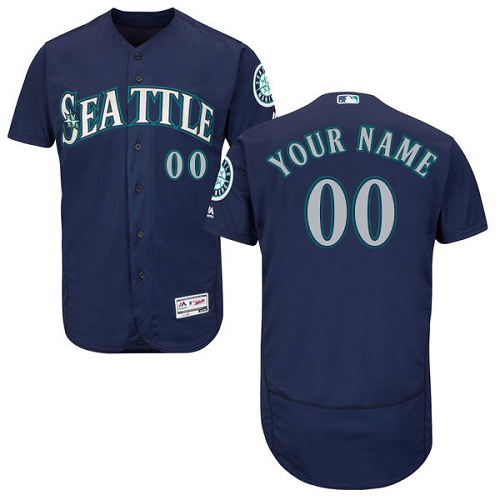 Men's Majestic Seattle Mariners Customized Authentic Navy Blue Alternate 2 Cool Base MLB Jersey