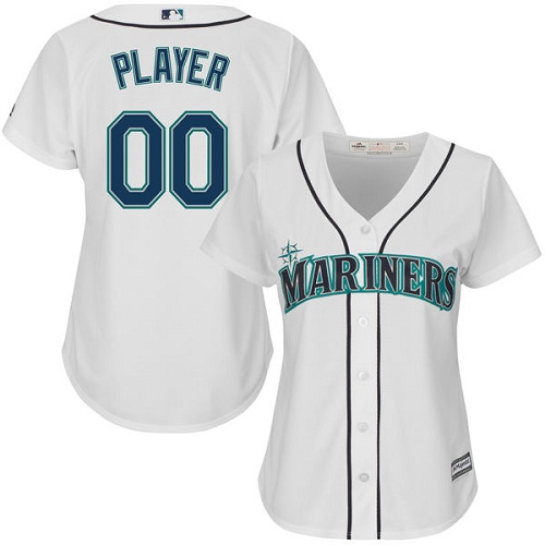 Women's Majestic Seattle Mariners Customized Authentic White Home Cool Base MLB Jersey