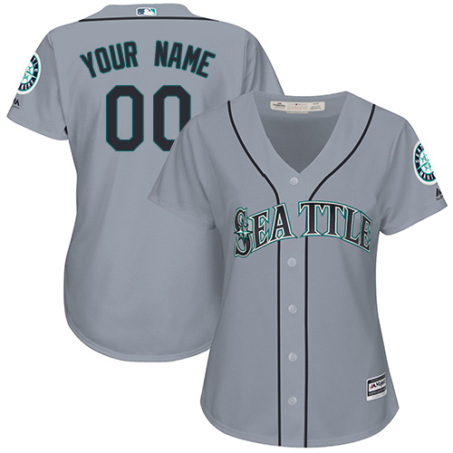 Women's Majestic Seattle Mariners Customized Authentic Grey Road Cool Base MLB Jersey
