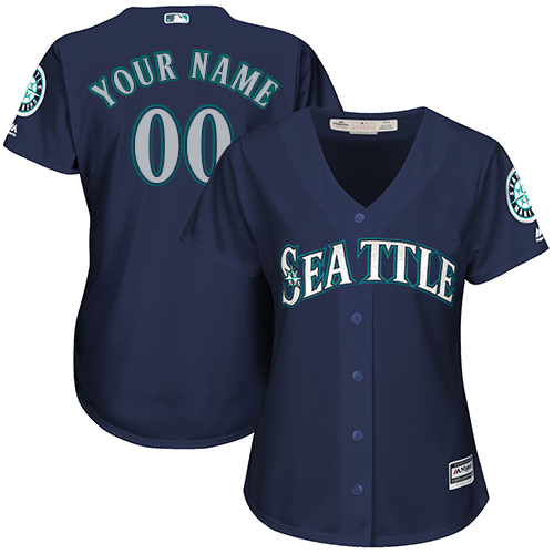 Women's Majestic Seattle Mariners Customized Replica Navy Blue Alternate 2 Cool Base MLB Jersey