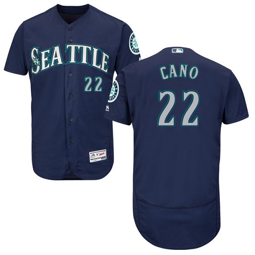 Men's Majestic Seattle Mariners #22 Robinson Cano Authentic Navy Blue Alternate 2 Cool Base MLB Jersey