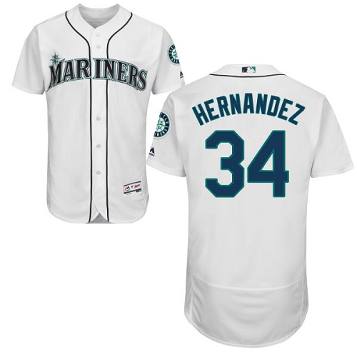 Men's Majestic Seattle Mariners #34 Felix Hernandez Authentic White Home Cool Base MLB Jersey
